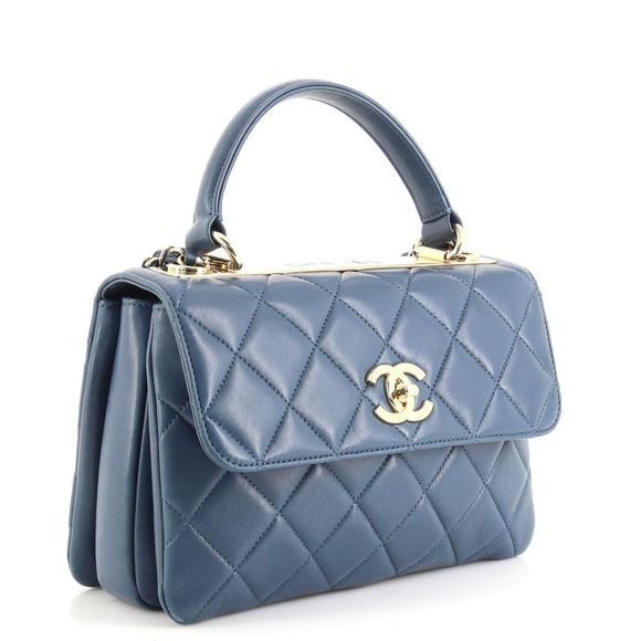 Chanel Trendy CC Top Handle Bag Quilted Lambskin Small Blue - Picture 3 of 9